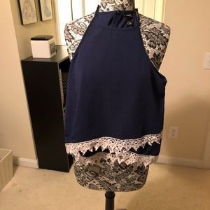 GORGEOUS BLUE & LACE TOP